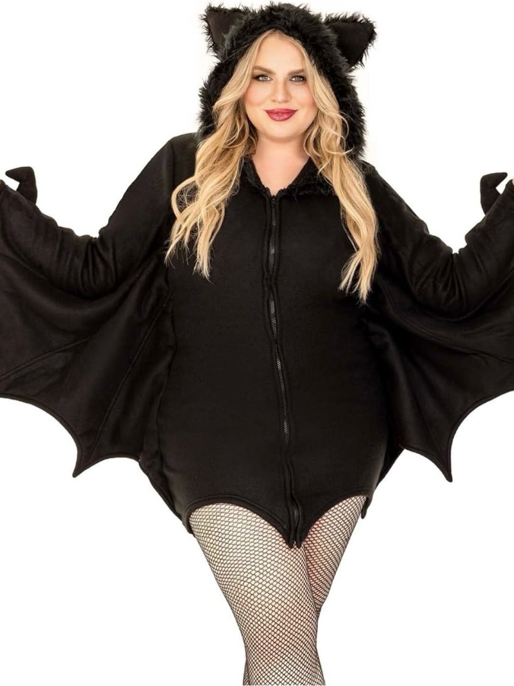 Leg Avenue Black Furry Ear Batwing Hoodie